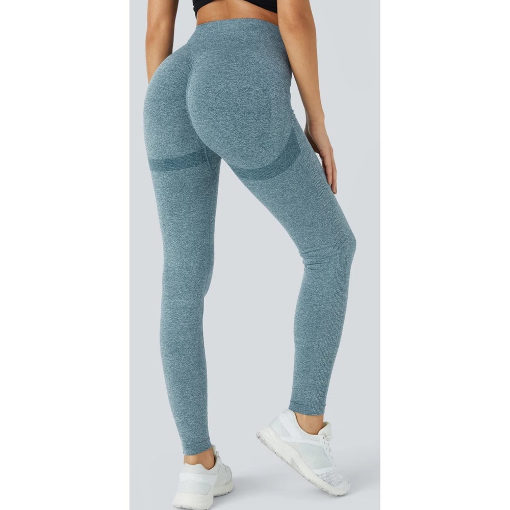 One form Seamless High Waist Butt lift &‎ scrunch Leggings  Blue Heather M full